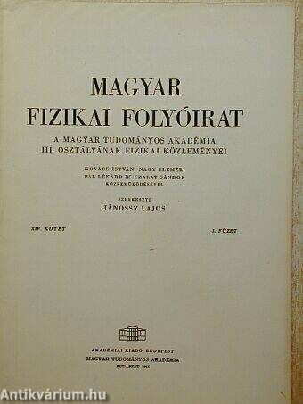 Magyar Fizikai Folyóirat XIV. kötet 3. füzet