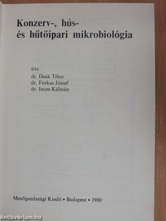 Konzerv-, hús- és hűtőipari mikrobiológia