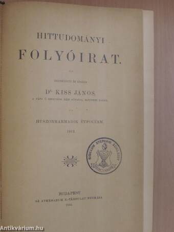 Hittudományi folyóirat 1912/1-4.