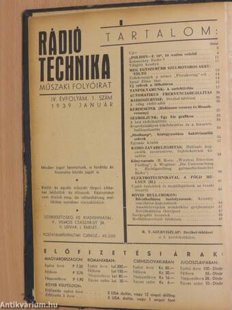 Rádió Technika 1939. január-december