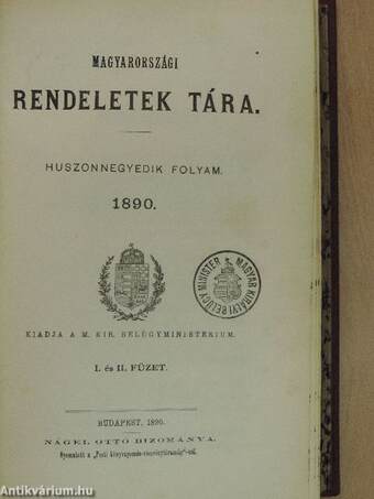 Magyarországi rendeletek tára 1890. I-III.