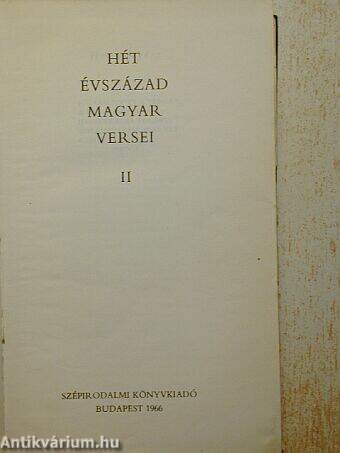 Hét évszázad magyar versei II. (töredék)