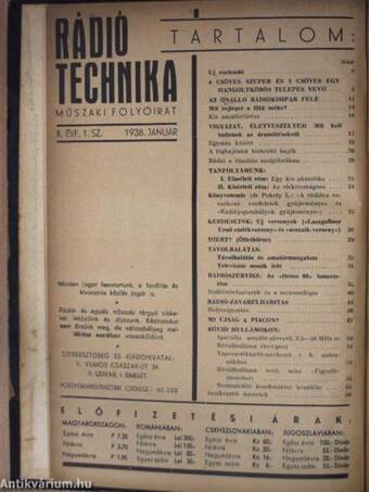 Rádió Technika 1938. január-december