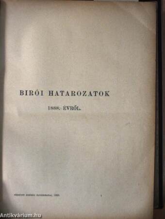 Birói határozatok 1888. évről/Pénzügyi Közlöny 1888. (nem teljes évfolyam)