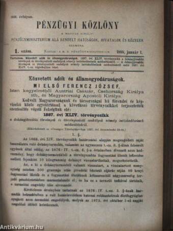 Birói határozatok 1888. évről/Pénzügyi Közlöny 1888. (nem teljes évfolyam)