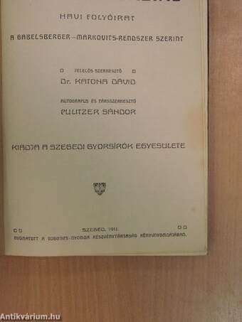 Szegedi Gyorsíró 1910. szeptember-1911. június