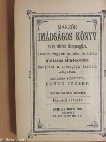 Mákzór imádságos könyv az év minden ünnepnapjára VIII.