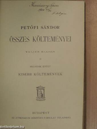 Petőfi Sándor összes költeményei IV. (töredék)