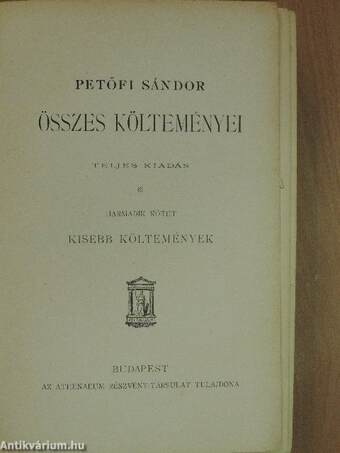 Petőfi Sándor összes költeményei III. (töredék)