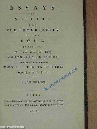 Essays on Suicide and the Immortality of the Soul/Two Letters on Suicide