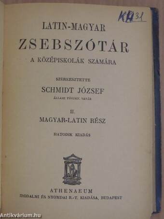 Latin-magyar zsebszótár II.