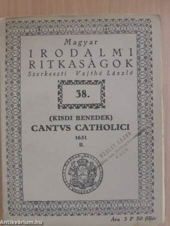 Cantus Catholici 1651 II. (töredék)