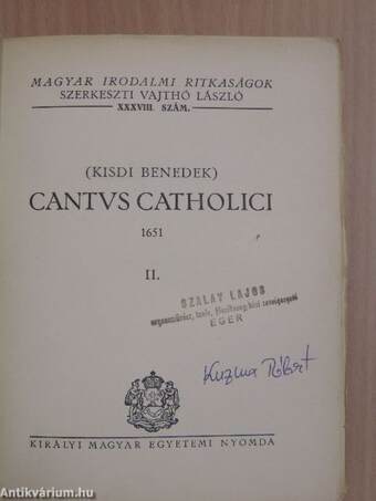 Cantus Catholici 1651 II. (töredék)