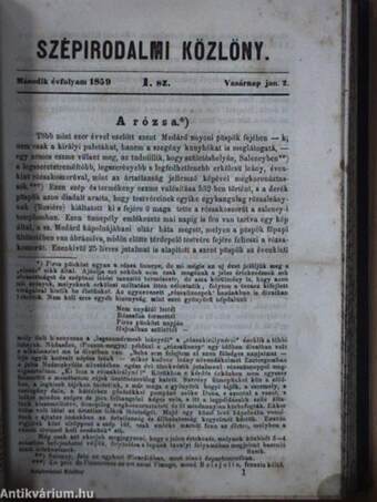 Szépirodalmi Közlöny 1858. október 3-1859. március 31. (nem teljes évfolyam)