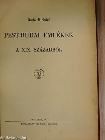 Pest-budai emlékek a XIX. századból