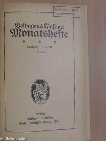 Velhagen & Klasings Monatshefte 1910/1911 I-II. (gótbetűs)