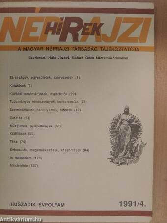 Néprajzi Hírek 1991/4.