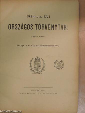 1894-dik évi Országos Törvénytár
