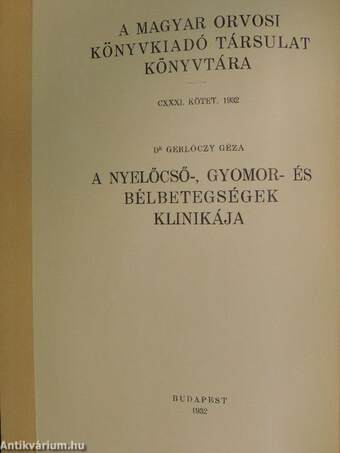 A nyelőcső-, gyomor- és bélbetegségek klinikája