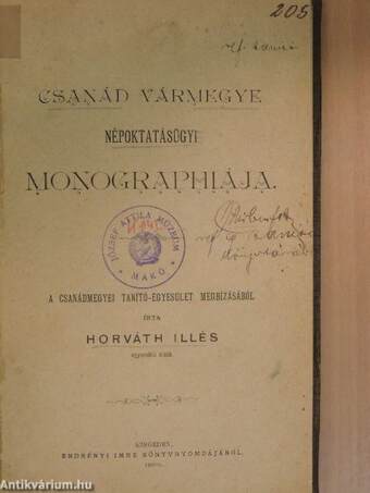 Csanád vármegye népoktatásügyi monographiája