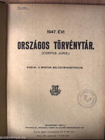 1947. évi Országos Törvénytár január-december