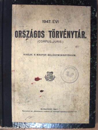 1947. évi Országos Törvénytár január-december