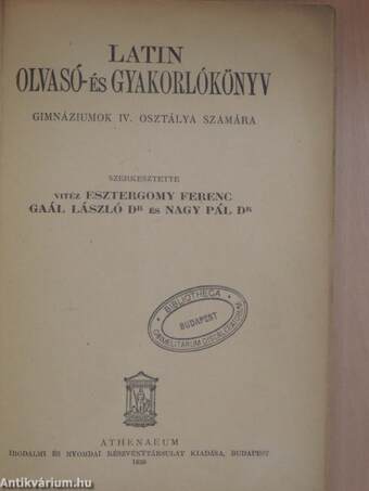 Latin olvasó- és gyakorlókönyv IV.