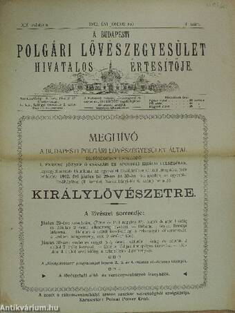 A budapesti polgári lövészegyesület hivatalos értesítője 1912. évi június hó