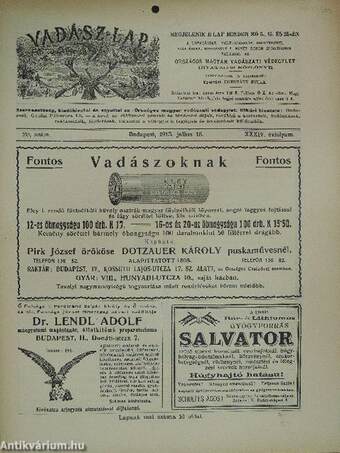 Vadász-lap 1913. julius 15.