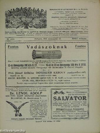 Vadász-lap 1913. szeptember 15.