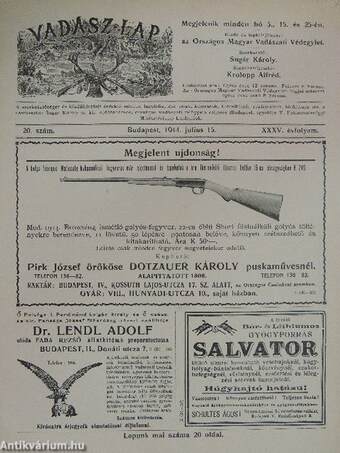 Vadász-lap 1914. julius 15.