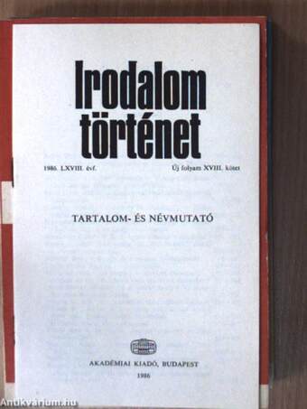 Irodalomtörténet 1987-1988/1-4.