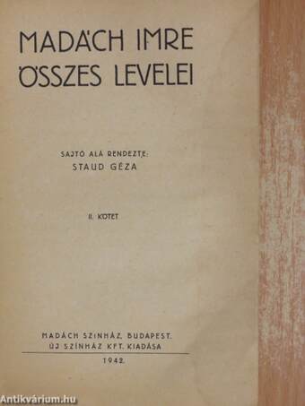 Madách Imre összes levelei II. (töredék)