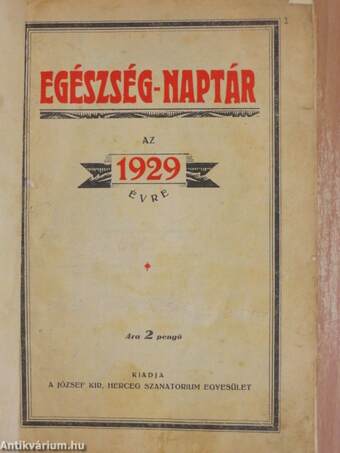 Egészség-naptár az 1929 évre