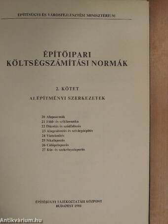 Építőipari költségszámítási normák 2.