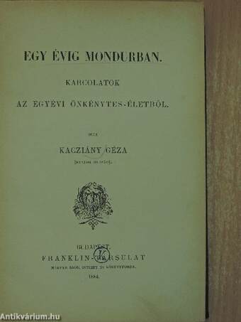 Egy évig Mondurban/Die Wahnsinnige (gótbetűs)