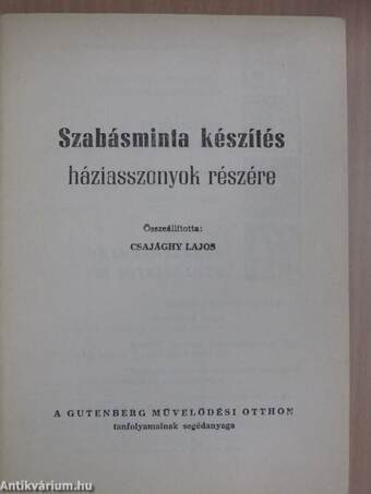 Szabásminta készítés háziasszonyok részére