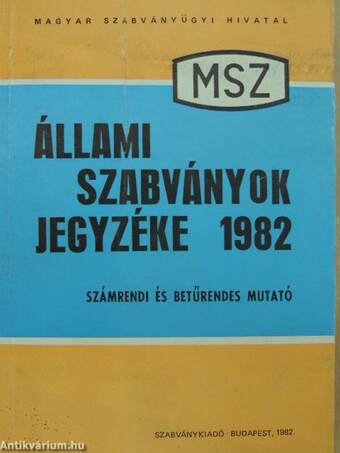 Állami szabványok jegyzéke 1982. III. (töredék)