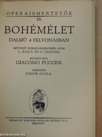 Puccini: Bohémélet