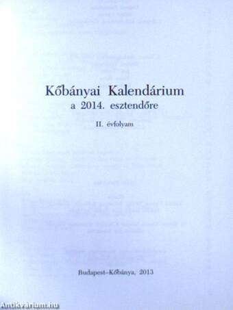 Kőbányai Kalendárium a 2014. esztendőre