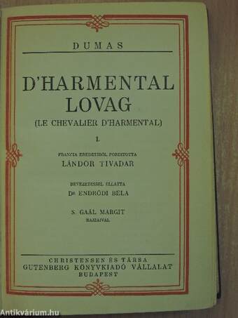 D'Harmental lovag I-III./Olifus apó házasságai