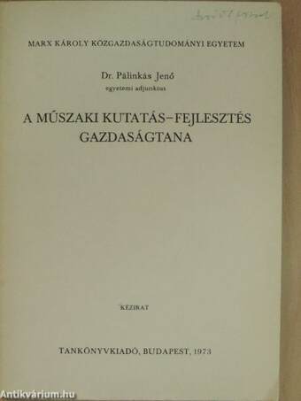 A műszaki kutatás-fejlesztés gazdaságtana