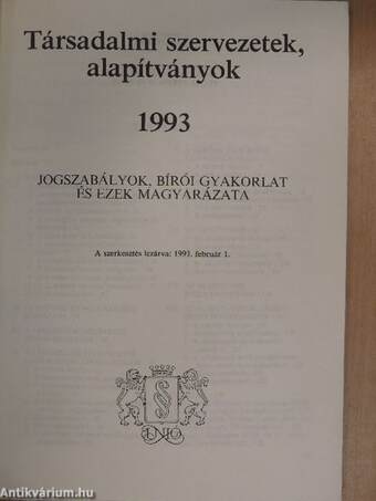 Társadalmi szervezetek, alapítványok 1993