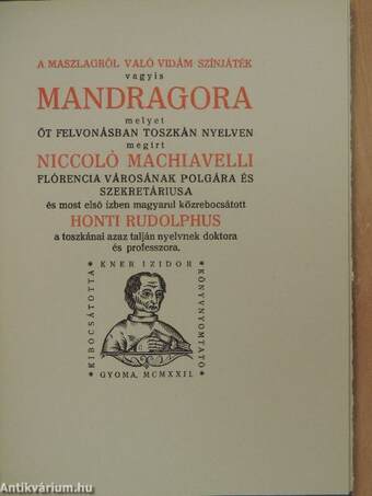 A maszlagról való vidám színjáték vagyis Mandragora