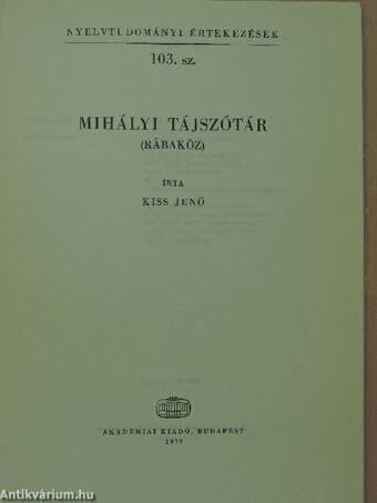 Mihályi tájszótár