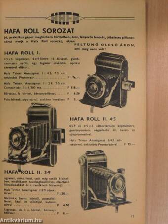 HAFA 73. számu árjegyzék 1935. május 1.