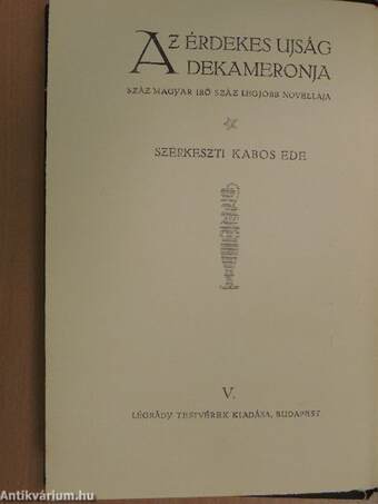 Az Érdekes Ujság Dekameronja V. (töredék)