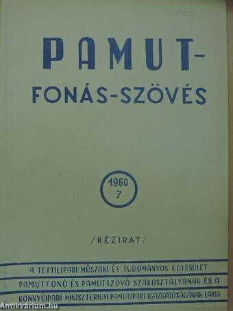 Pamut-Fonás-Szövés 1960/7.