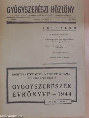 Gyógyszerészi Közlöny 1944. április 8.