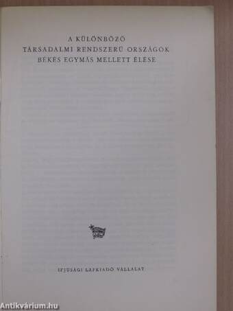 A különböző társadalmi rendszerű országok békés egymás mellett élése